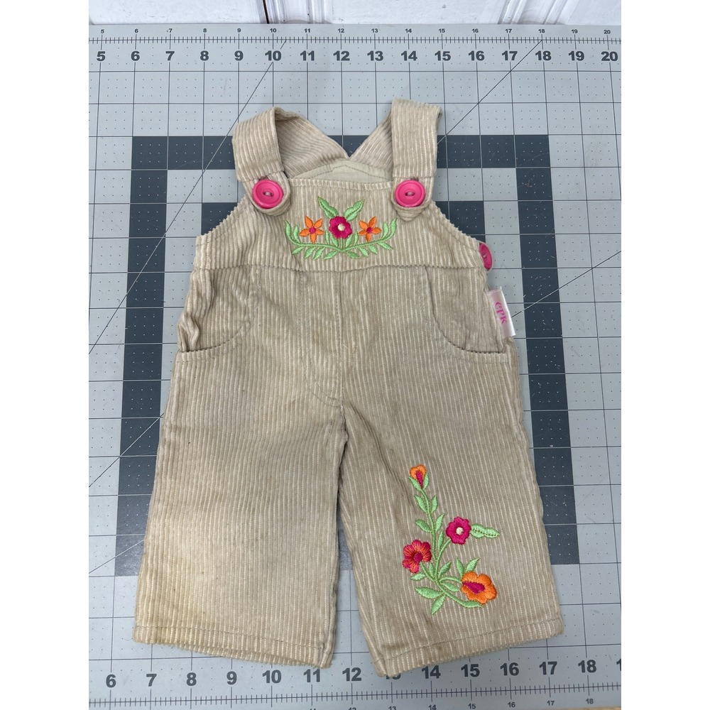 Vintage Patch Kids Doll Overalls Corduroy Floral Pink Button Retro CPK